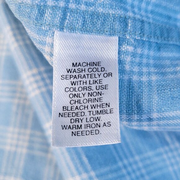 2 Henry Cottons Men's Linen Plaid Dress Shirts Sz Small Tall Blue Orange Easter - Picture 10 of 16